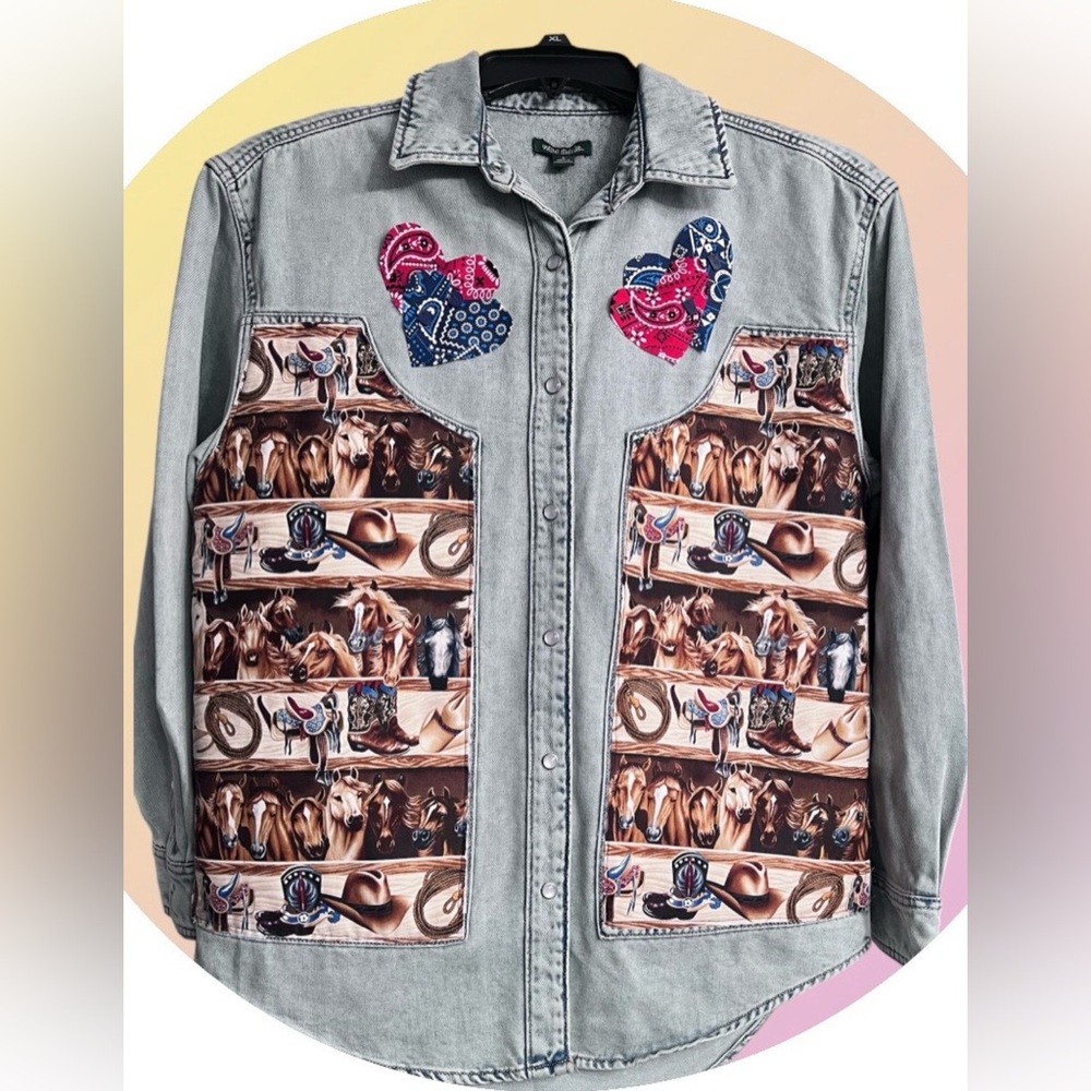 Wild at Heart” One-of-a-Kind Western Refashion Denim Jacket - Made by Aloha